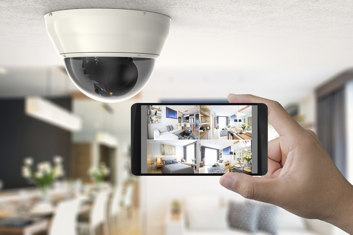 A CCTV camera monitoring a home